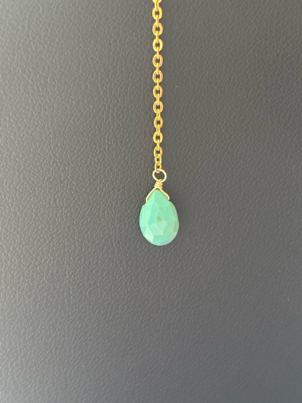 Gold Plated Lariat Necklace Turquoise Teardrop Pendant Y Necklace Layered Boho - Picture 16 of 16